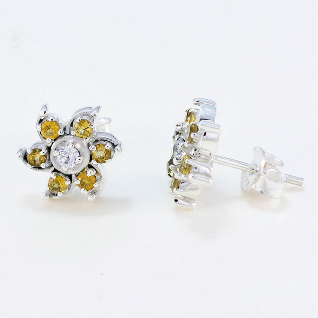 Citrine-Egyptian-Charlotte-multiple-Stud-Yellow-925-Sterling-Silver-Earring