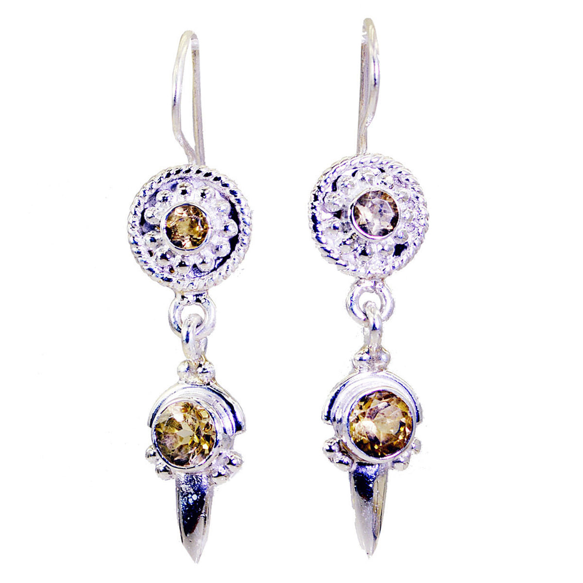 Citrine-Italian-Elena-multiple-Dangle-Yellow-Silver-Earring Imagen principal del producto