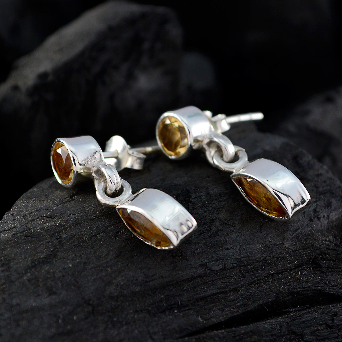 Boucles d'oreilles à tige multiples en argent jaune 92,5 avec citrine mexicaine Ella Image secondaire du produit