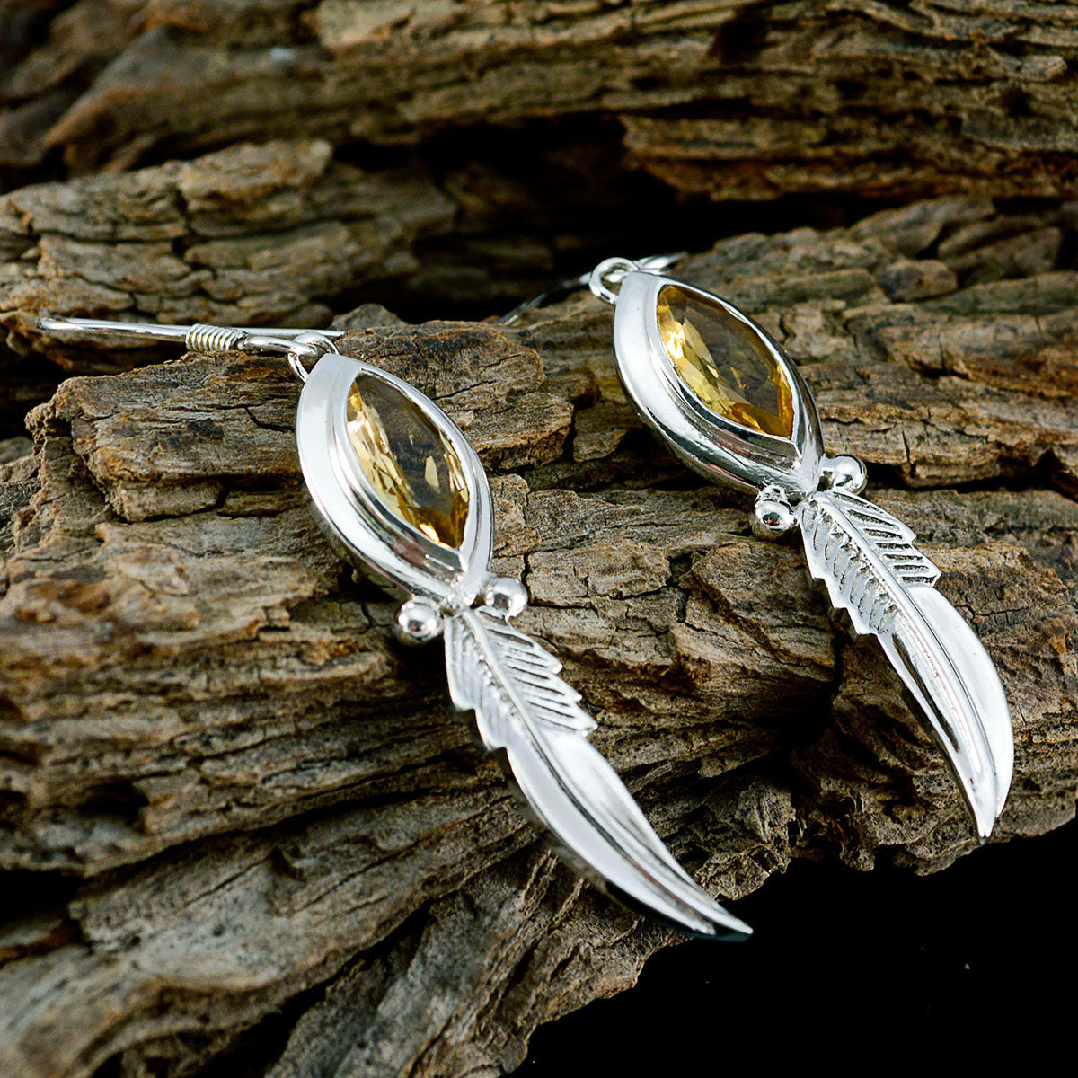 Citrine-Moroccan-Genesis-Solitaire-Dangle-Yellow-Silver-Earring