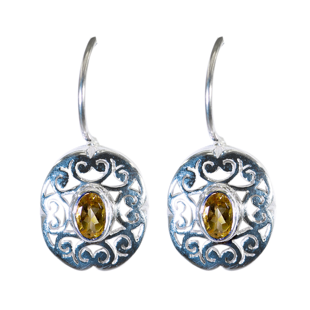Citrine-Egyptian-Giulia-Solitaire-Dangle-Yellow-925-Sterling-Silver-Earring Imagen principal del producto