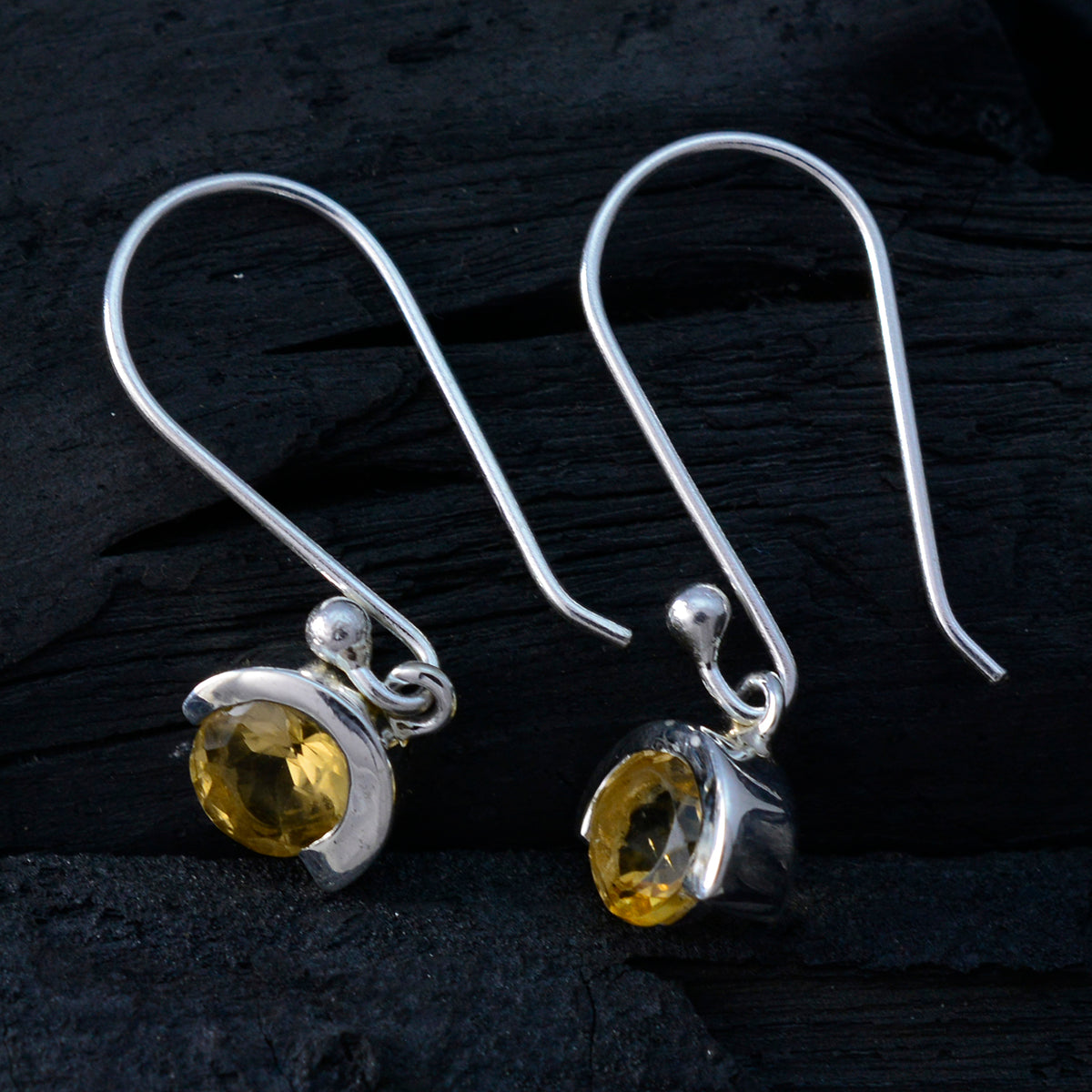 Citrin Latinamerikansk Alice Solitaire Dingelörhänge i Gult 925 Silver Sekundär produktbild