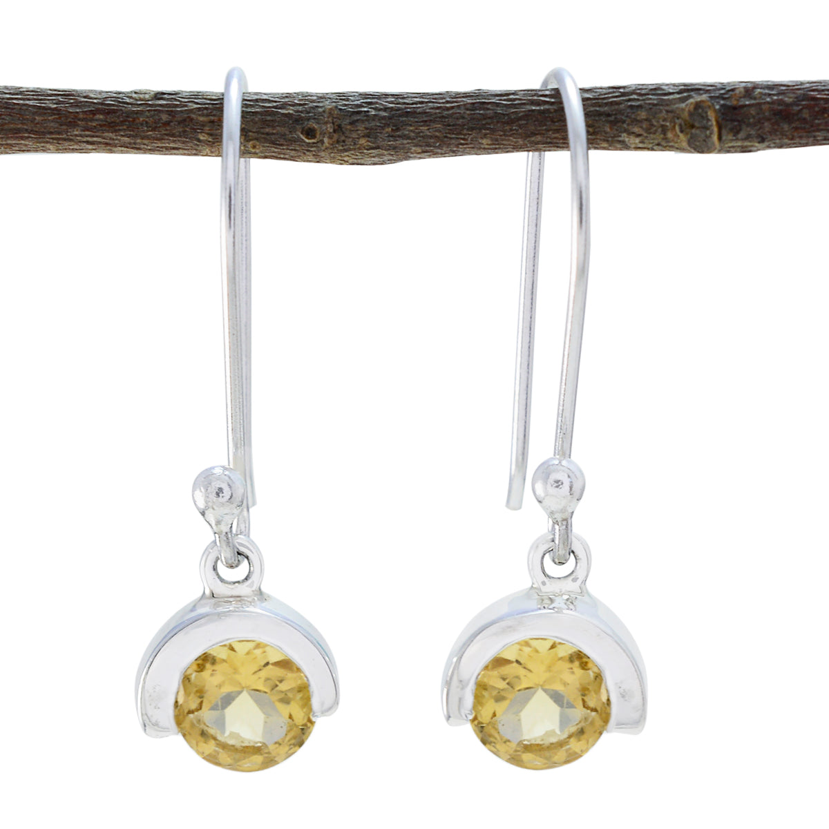 Citrine-Latin-American-Alice-Solitaire-Dangle-Yellow-925-Silver-Earring Huvudsaklig produktbild