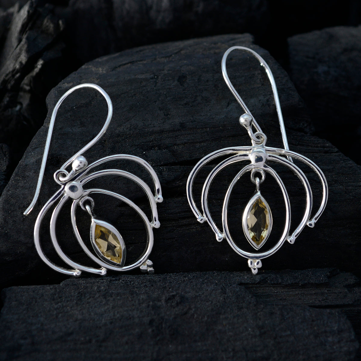 Citrine-Latin-American-Grace-Solitaire-Dangle-Yellow-925-Silver-Earring