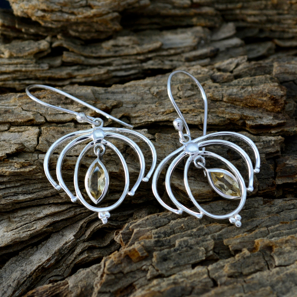 Citrine-Latin-American-Grace-Solitaire-Dangle-Yellow-925-Silver-Earring