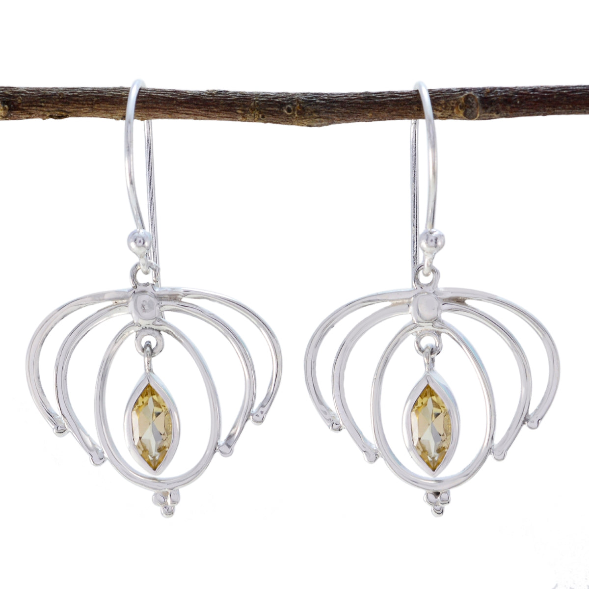 Citrine-Latin-American-Grace-Solitaire-Dangle-Yellow-925-Silver-Earring