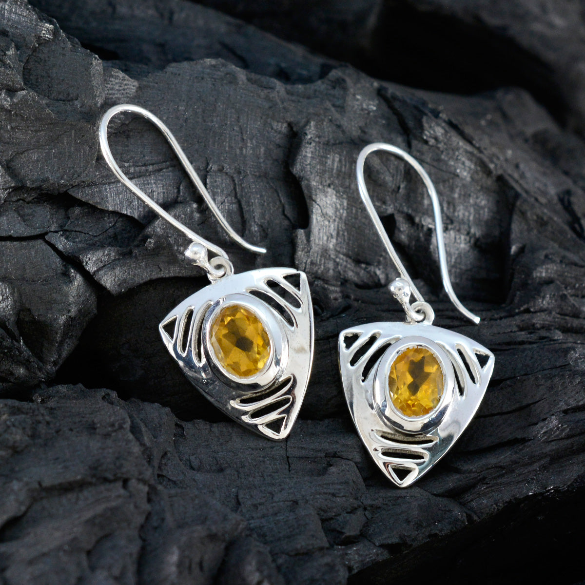 Citrine-Middle-Eastern-Hazel-Solitaire-Dangle-Yellow-Sterling-Silver-Earring