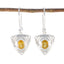 Citrine-Middle-Eastern-Hazel-Solitaire-Dangle-Yellow-Sterling-Silver-Earring