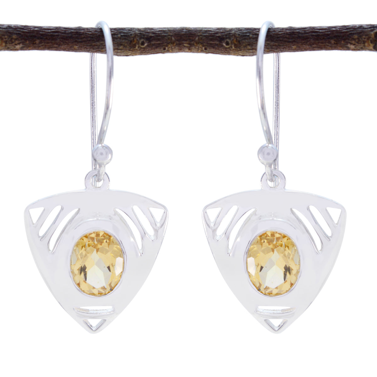 Citrin Mellanöstern Hassel Solitaire Dingelörhänge i Gult Sterlingsilver Sekundär produktbild