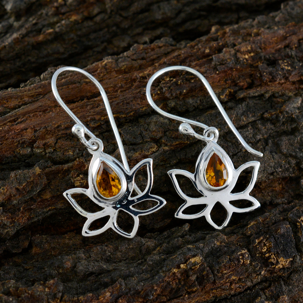 Citrine-African-Min-seo-Solitaire-Dangle-Yellow-Sterling-Silver-Earring