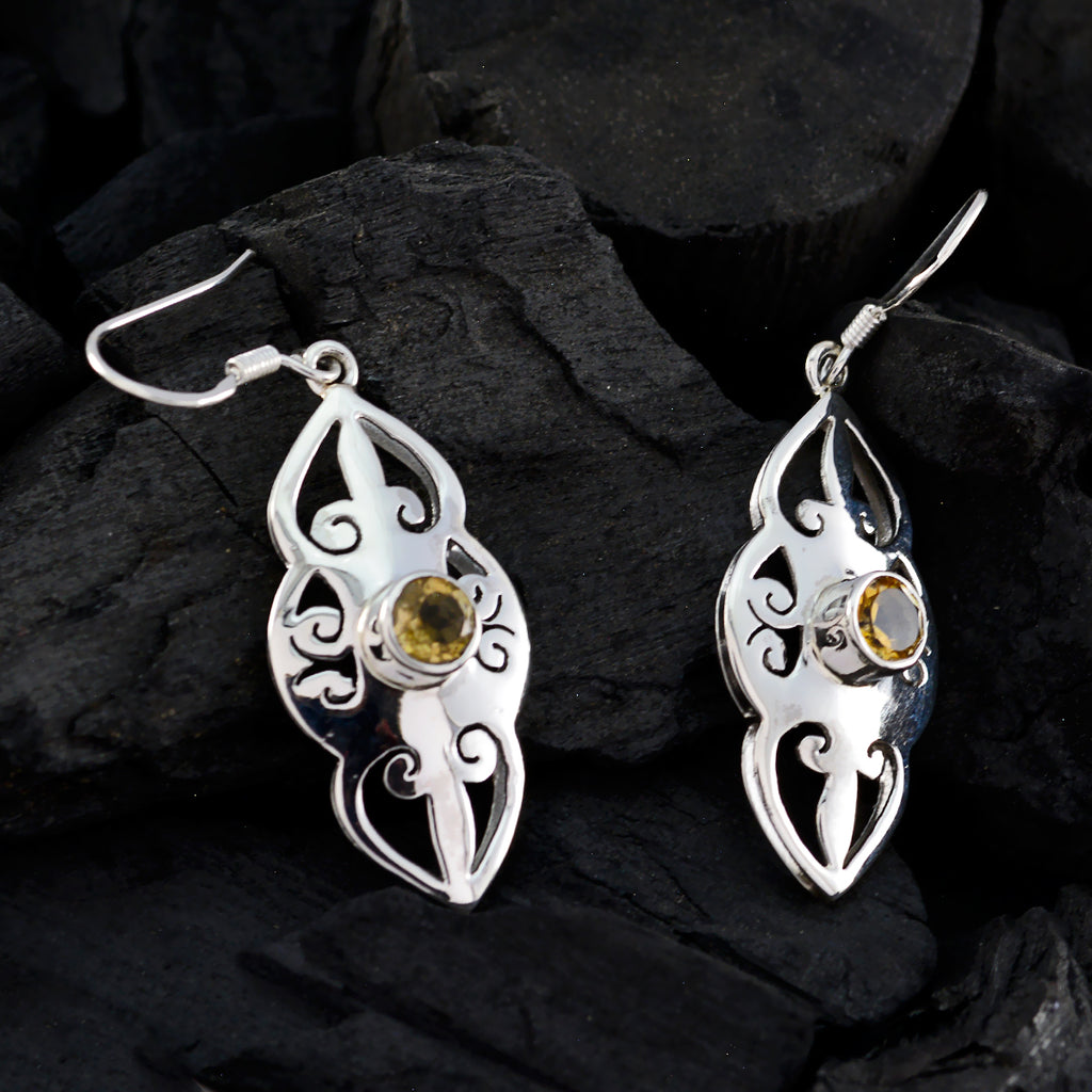 Citrine-German-Kennedy-Solitaire-Dangle-Yellow-Silver-Earring