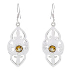 Citrine-German-Kennedy-Solitaire-Dangle-Yellow-Silver-Earring