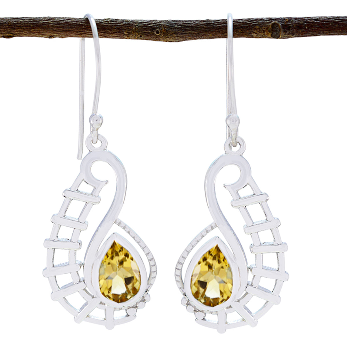 Citrine-African-Isla-Solitaire-Dangle-Yellow-925-Sterling-Silver-Earring Главное изображение товара