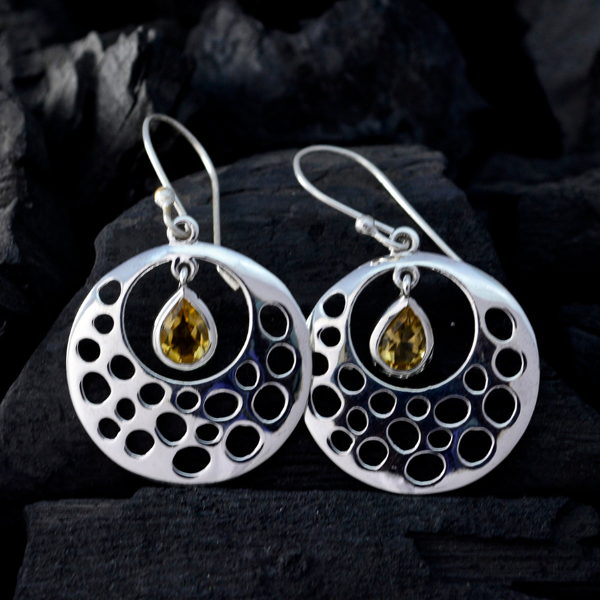 Citrine-Russian-Ivy-Solitaire-Dangle-Yellow-Silver-Earring