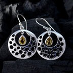 Citrine-Russian-Ivy-Solitaire-Dangle-Yellow-Silver-Earring