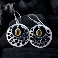 Citrine-Russian-Ivy-Solitaire-Dangle-Yellow-Silver-Earring