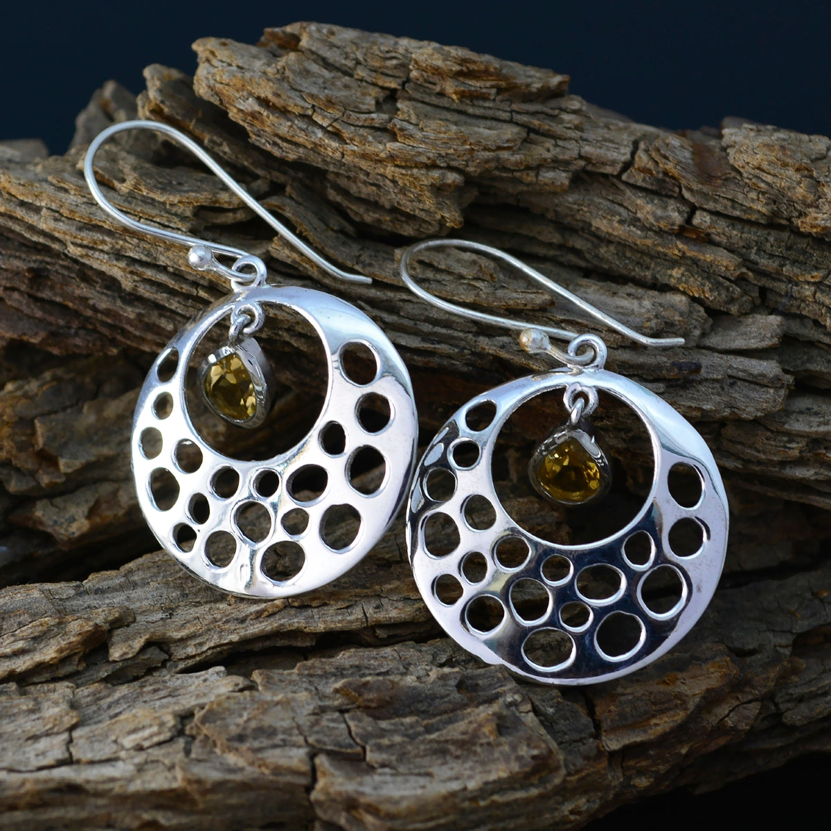 Citrine-Russian-Ivy-Solitaire-Dangle-Yellow-Silver-Earring