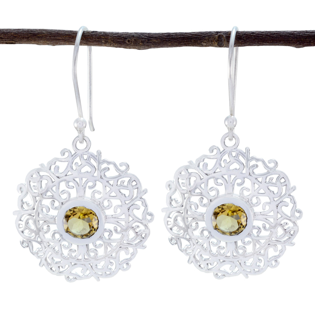 Citrine-Moroccan-Josephine-Solitaire-Dangle-Yellow-Sterling-Silver-Earring