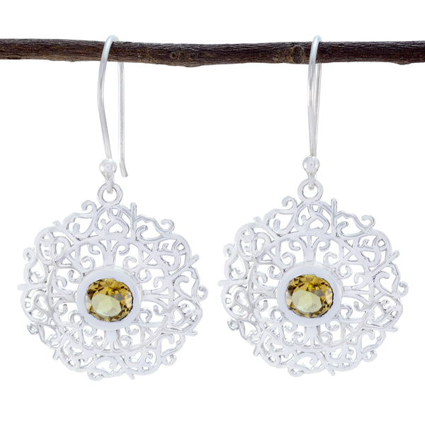 Citrine-Moroccan-Josephine-Solitaire-Dangle-Yellow-Sterling-Silver-Earring