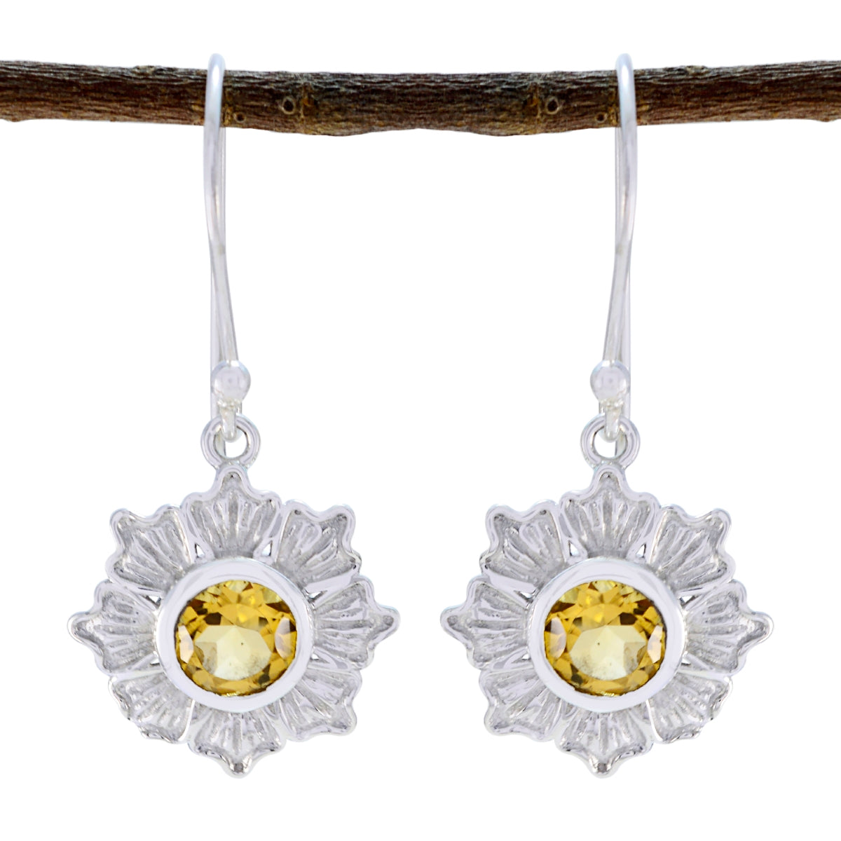 Citrine-Korean-Katharina-Solitaire-Dangle-Yellow-92.5-Silver-Earring Immagine principale del prodotto