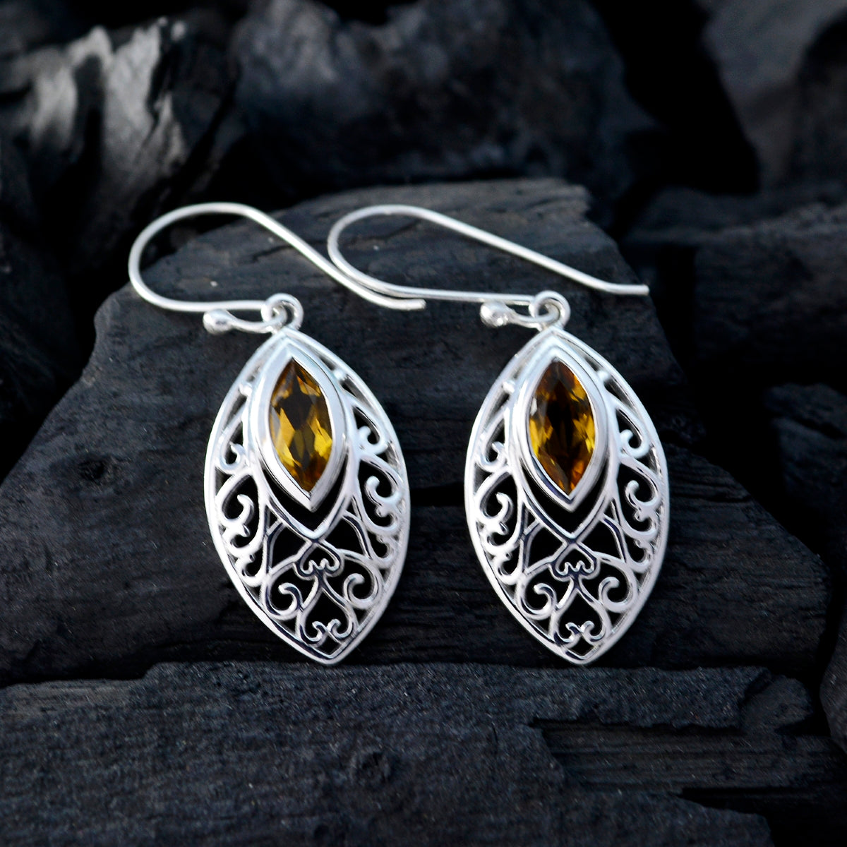 Citrine-Turkish-Laura-Solitaire-Dangle-Yellow-Sterling-Silver-Earring