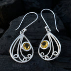 Citrine-Middle-Eastern-Lea-Solitaire-Dangle-Yellow-Silver-Earring