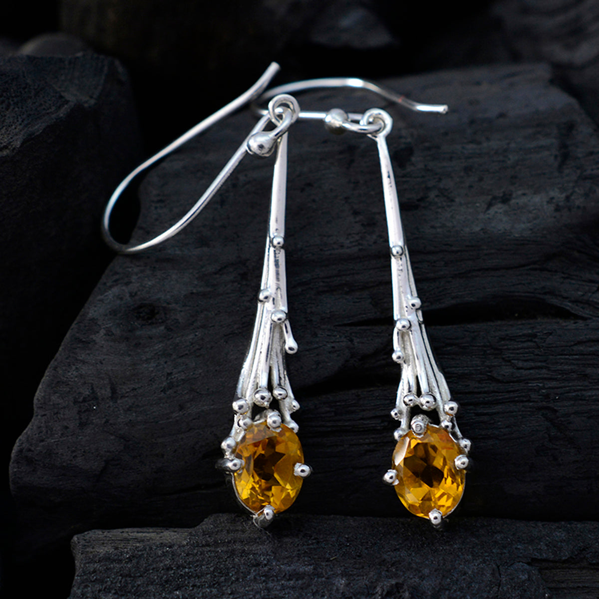 Citrine-Australian-Lili-Solitaire-Dangle-Yellow-925-Sterling-Silver-Earring