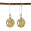Citrine-Spanish-Lily-Solitaire-Dangle-Yellow-Silver-Earring