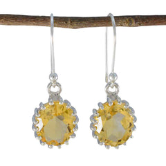 Citrine-Spanish-Lily-Solitaire-Dangle-Yellow-Silver-Earring