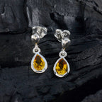 Citrine-French-Lucy-Solitaire-Stud-Yellow-925-Sterling-Silver-Earring
