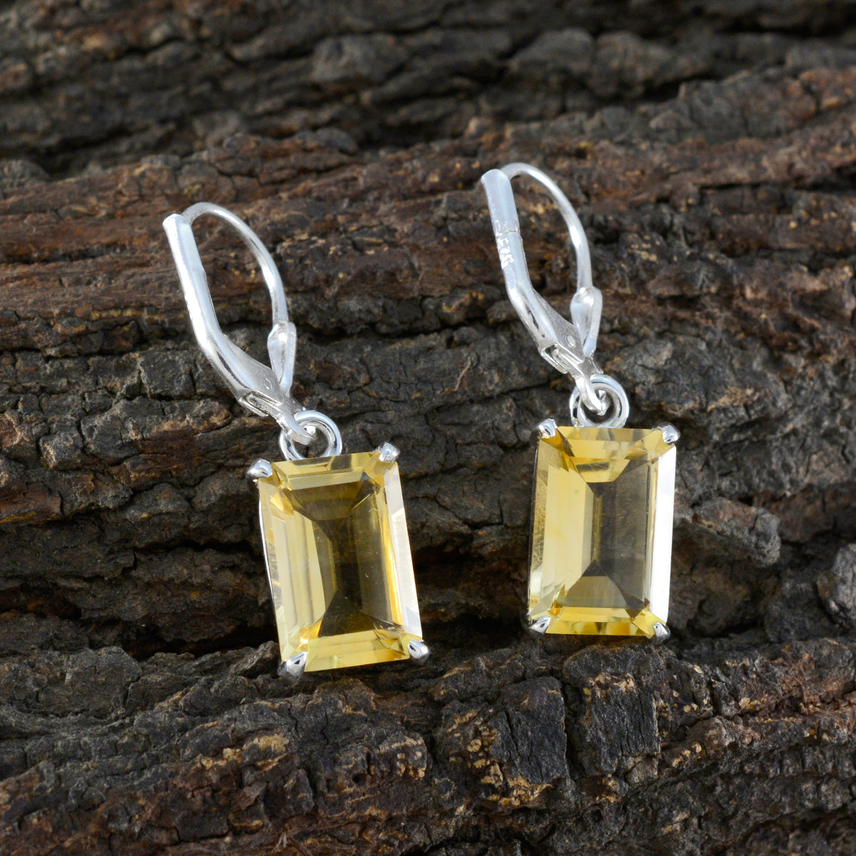 Citrine-German-Luna-Solitaire-Dangle-Yellow-92.5-Silver-Earring