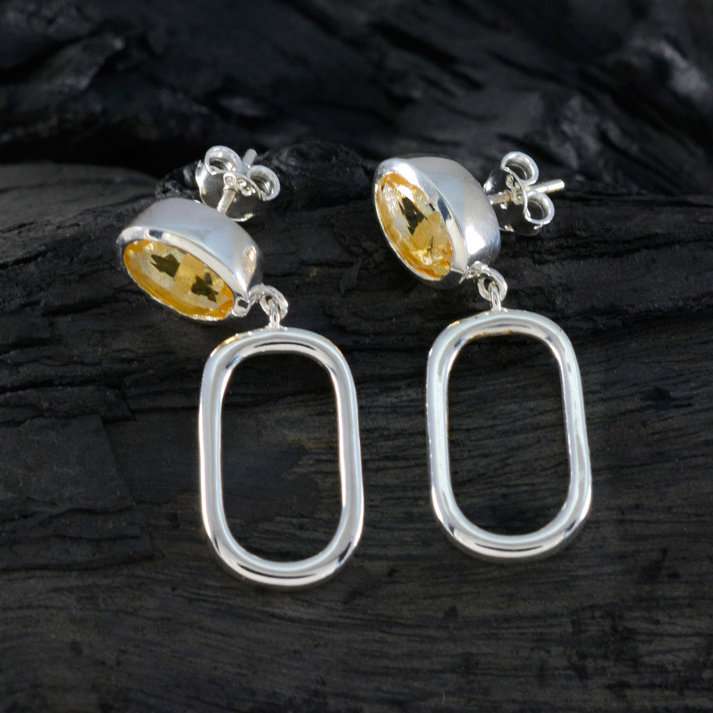 Citrine-Moroccan-Maya-Solitaire-Stud-Yellow-92.5-Silver-Earring