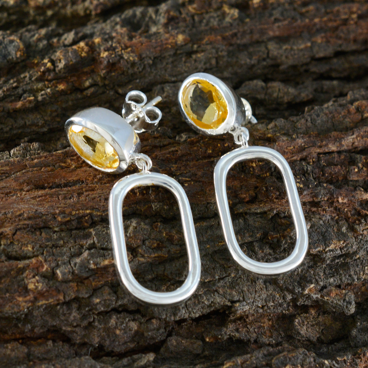 Citrine-Moroccan-Maya-Solitaire-Stud-Yellow-92.5-Silver-Earring