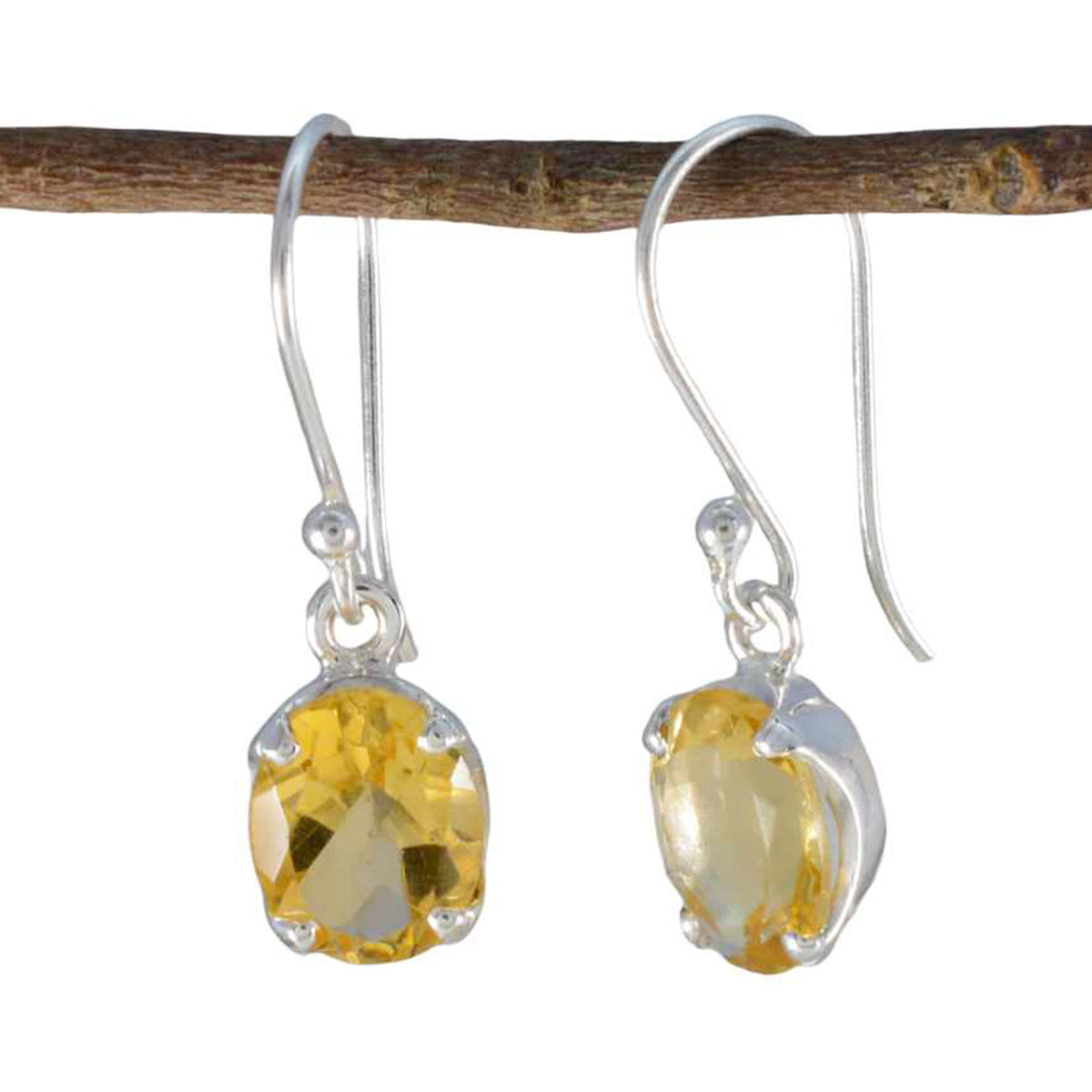 Citrine-Egyptian-Mia-Solitaire-Dangle-Yellow-92.5-Silver-Earring Imagen principal del producto