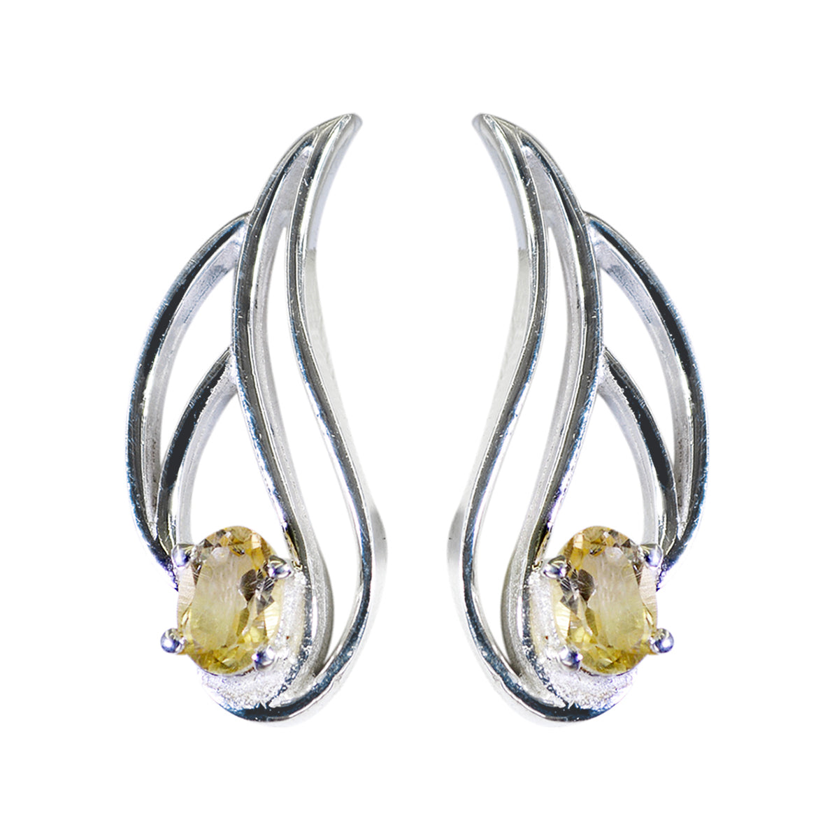 Citrine-American-Mila-Solitaire-Stud-Yellow-92.5-Silver-Earring Huvudsaklig produktbild