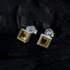 Citrine-Italian-Nova-Solitaire-Stud-Yellow-925-Silver-Earring
