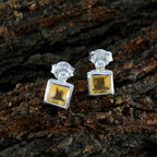Citrine-Italian-Nova-Solitaire-Stud-Yellow-925-Silver-Earring