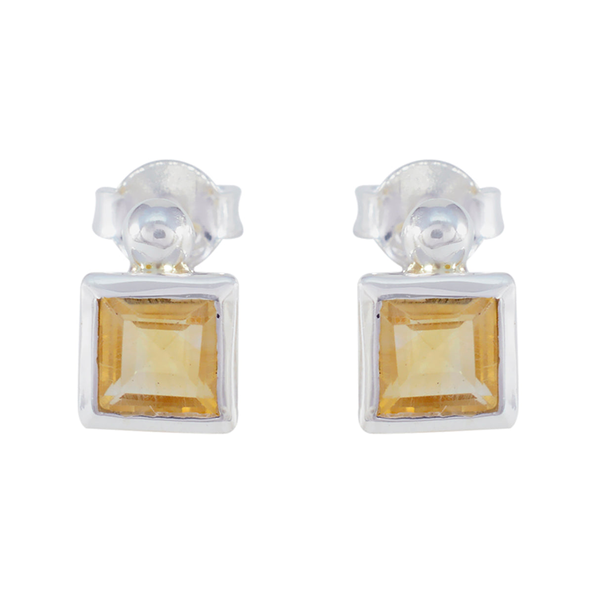 Citrine-Italian-Nova-Solitaire-Stud-Yellow-925-Silver-Earring Imagen principal del producto