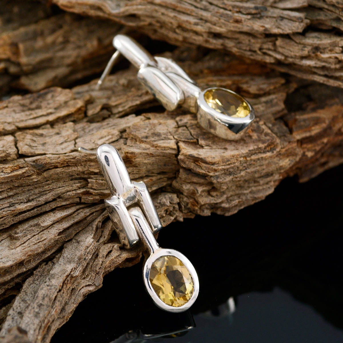 Citrine-Moroccan-Yuna-Solitaire-Stud-Yellow-Sterling-Silver-Earring