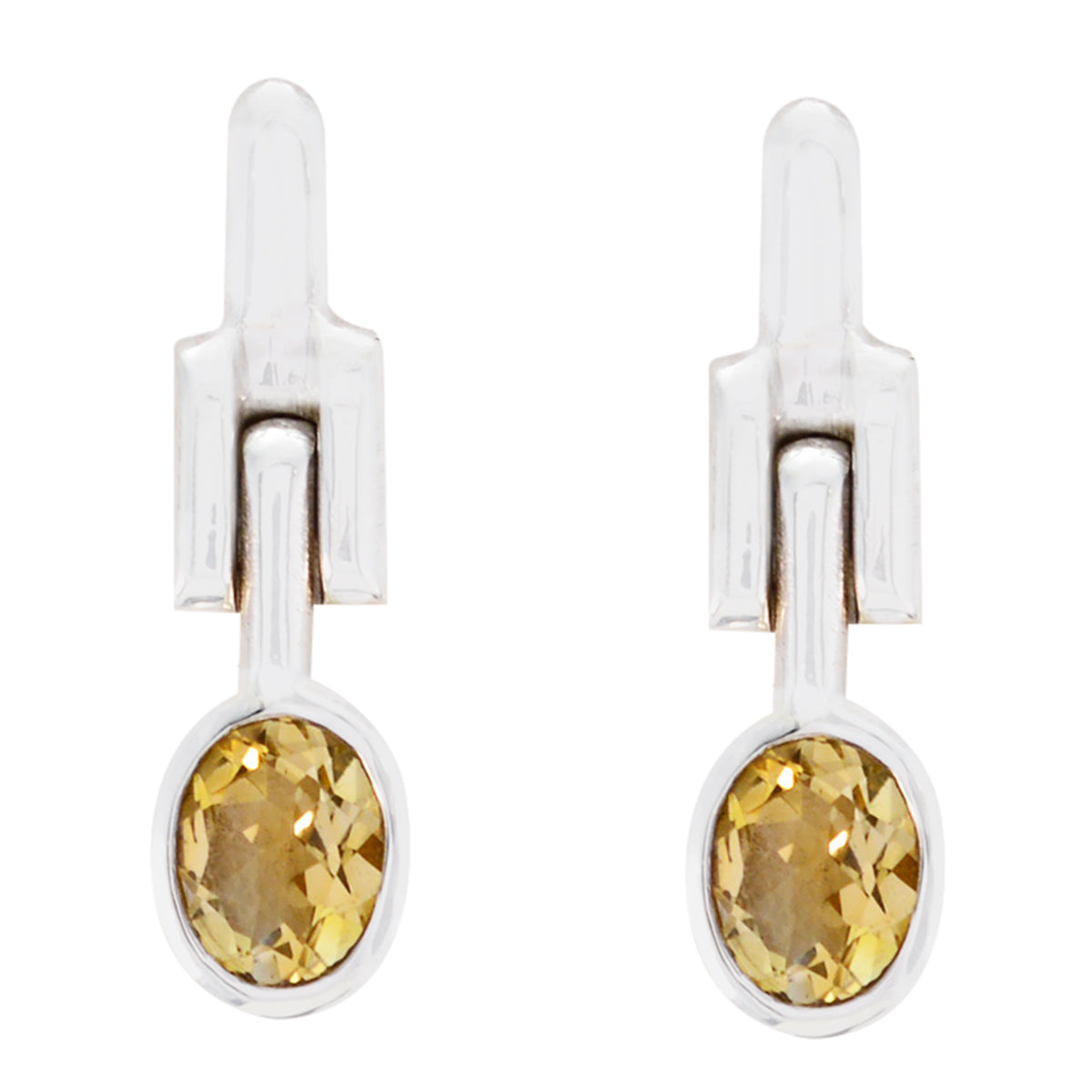 Citrine-Moroccan-Yuna-Solitaire-Stud-Yellow-Sterling-Silver-Earring Главное изображение товара