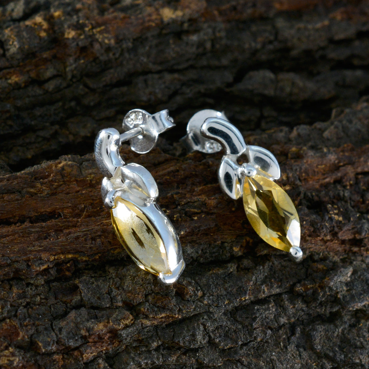 Citrine-Spanish-Riley-Solitaire-Stud-Yellow-925-Silver-Earring