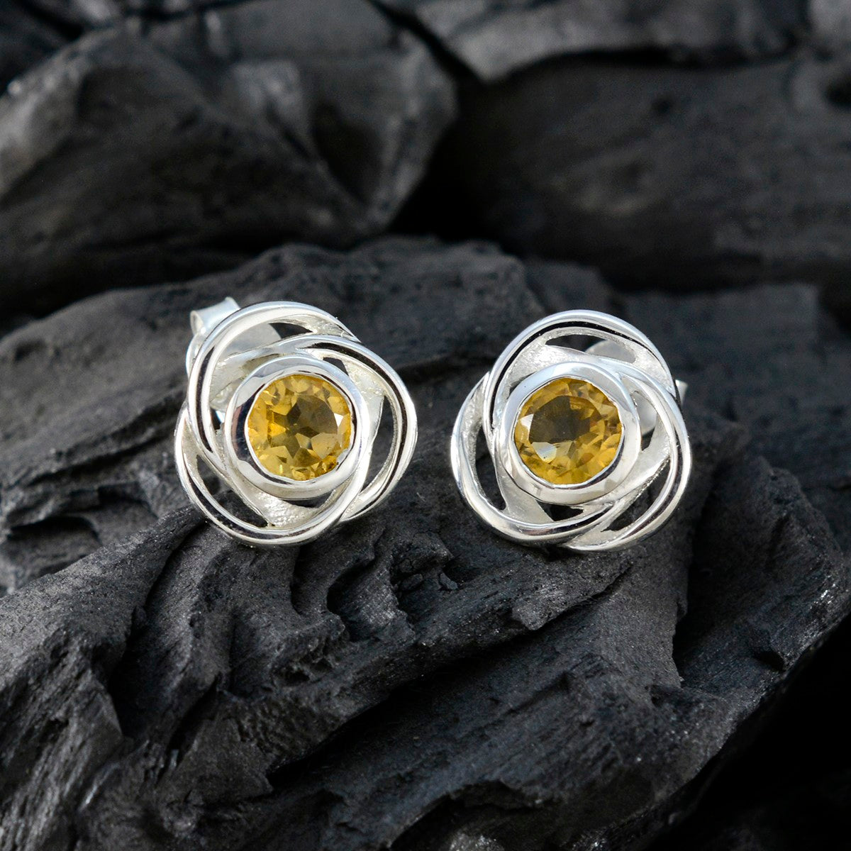 Citrine-American-Riley-Solitaire-Stud-Yellow-Sterling-Silver-Earring