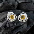 Citrine-American-Riley-Solitaire-Stud-Yellow-Sterling-Silver-Earring