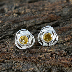 Citrine-American-Riley-Solitaire-Stud-Yellow-Sterling-Silver-Earring