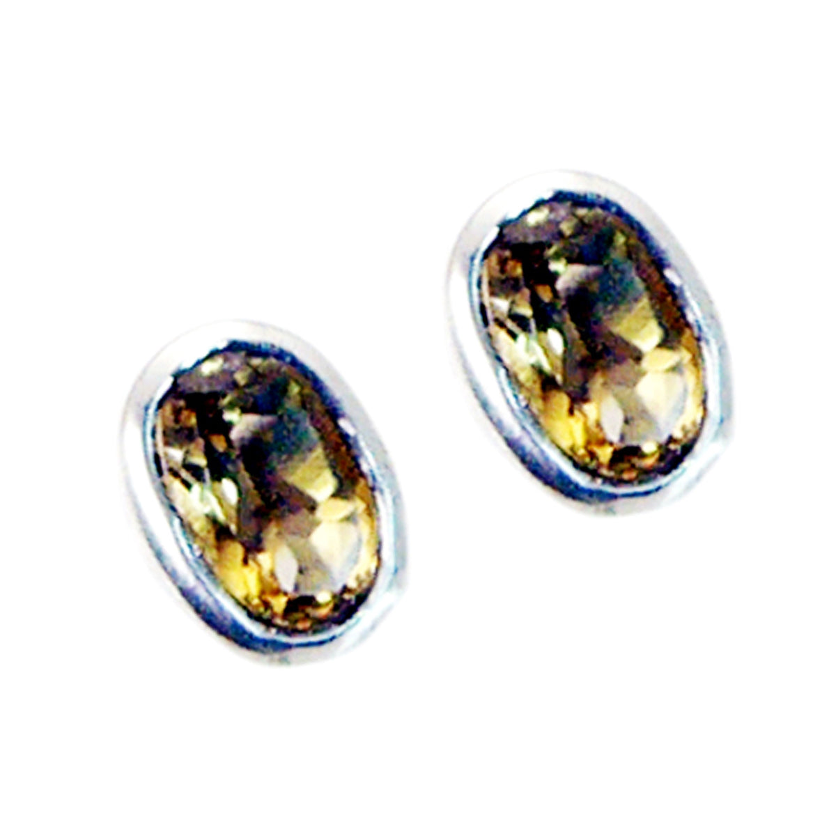 Citrine German Scarlett Solitaire Stud Yellow Silver Earring Secondary image