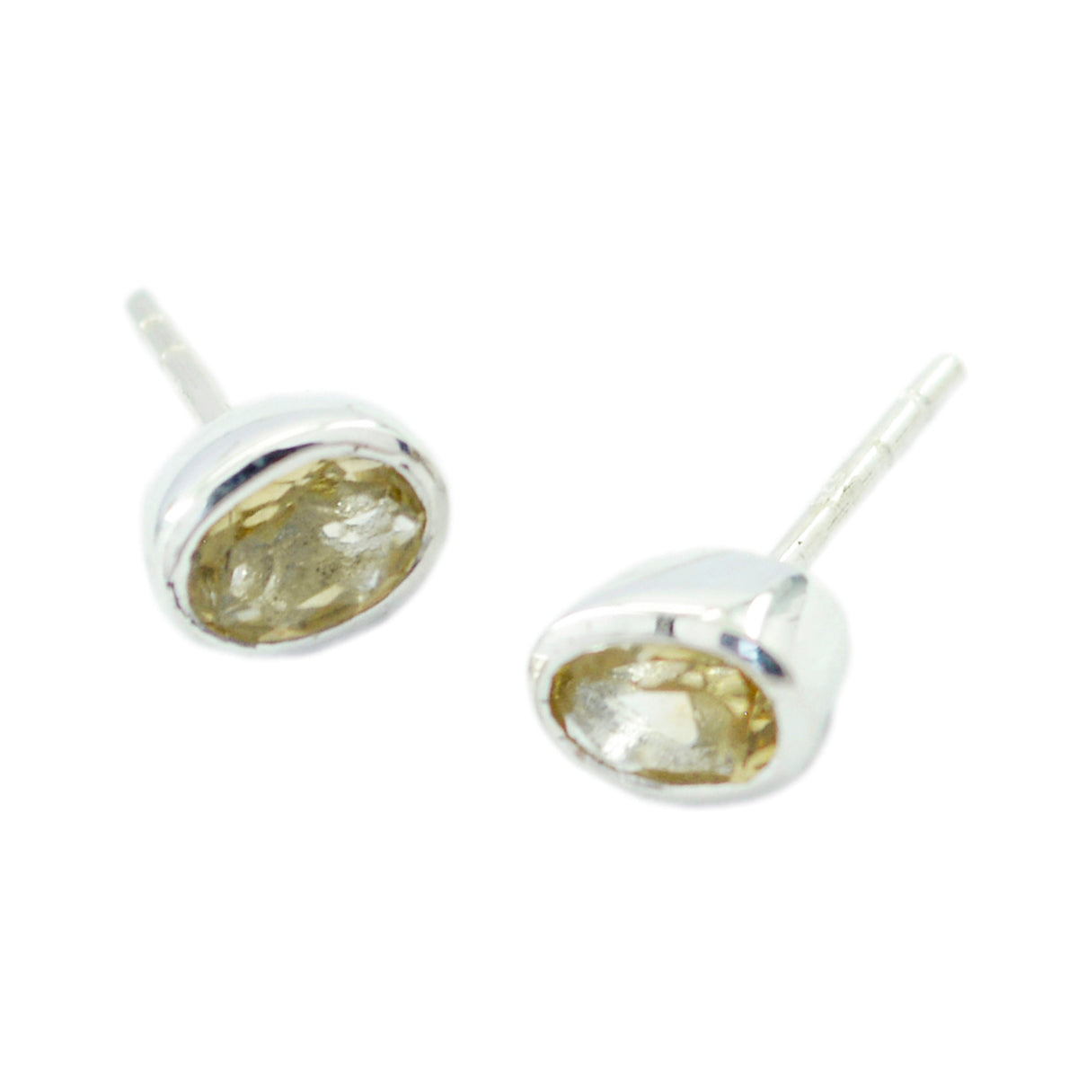 Citrine-Russian-Sofia-Solitaire-Stud-Yellow-Silver-Earring Main image