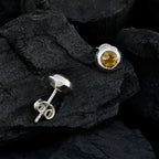 Citrine-German-Cecilia-Solitaire-Stud-Yellow-Silver-Earring