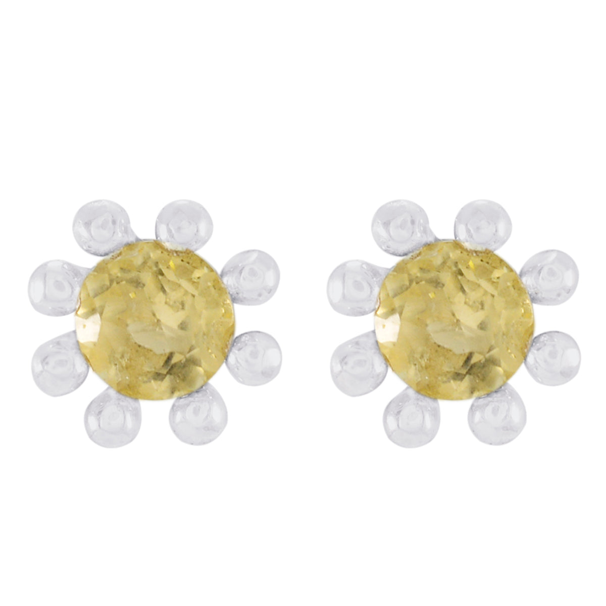 Citrine-Korean-Fernanda-Solitaire-Stud-Yellow-Sterling-Silver-Earring Image principale du produit