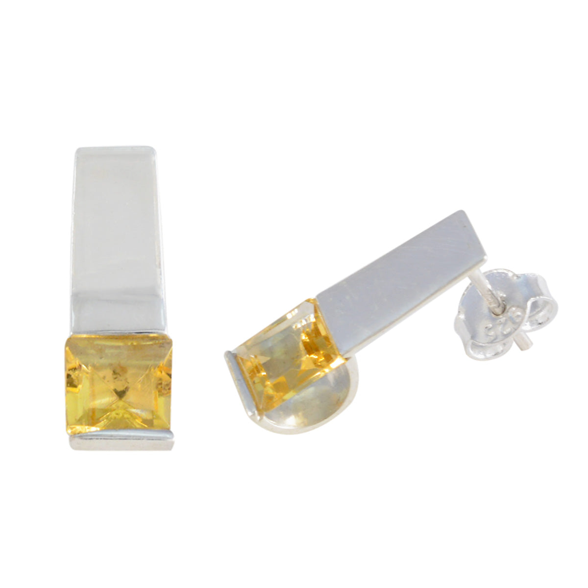 Citrine-Mexican-Layla-Solitaire-Stud-Yellow-Silver-Earring