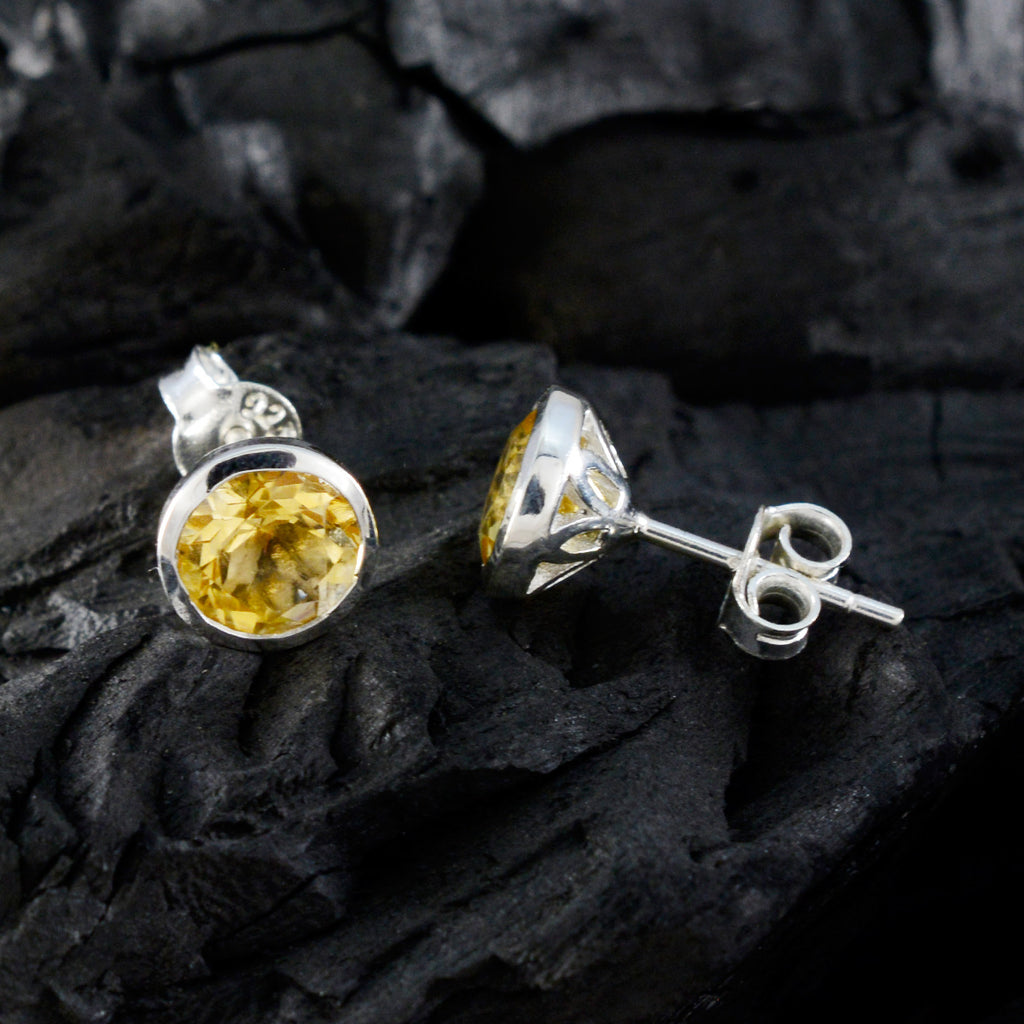 Citrine-Egyptian-Stella-Solitaire-Stud-Yellow-925-Sterling-Silver-Earring